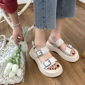 Dual Buckle Platform Sandals