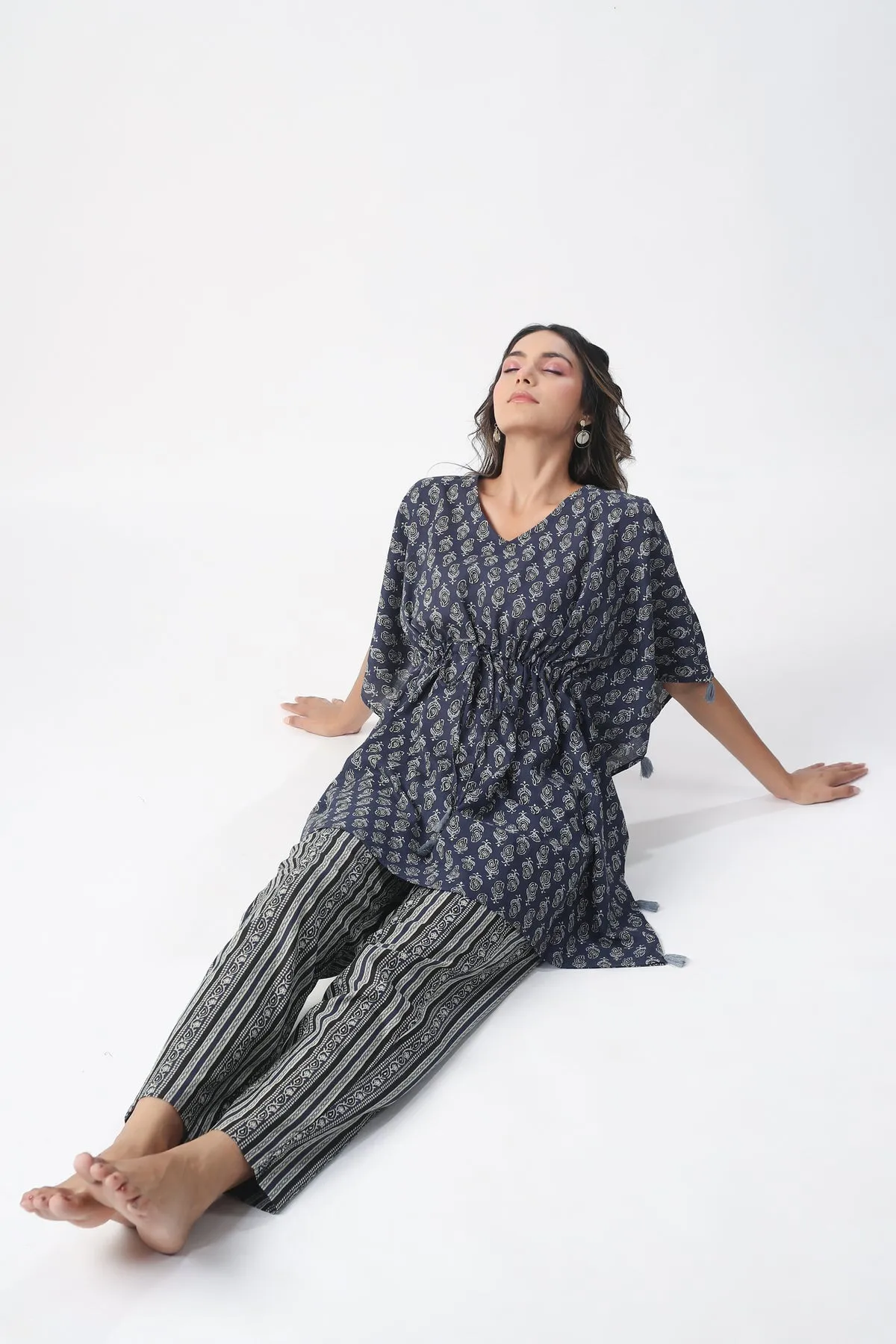 Dusk to Dawn Cotton Kaftan Pajama set