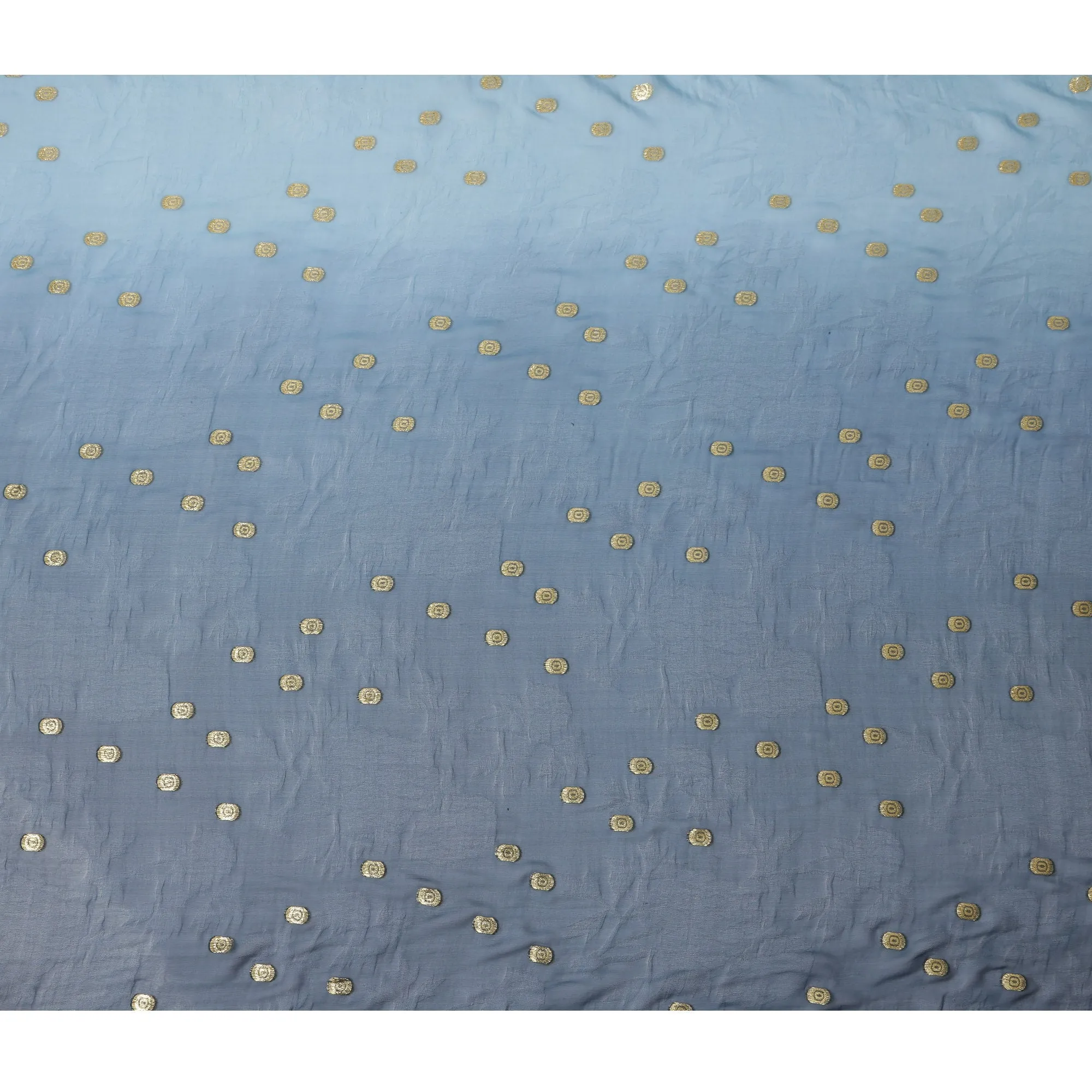 Dusty Blue Silk Chiffon Fabric with Metallic Lurex, 110 cm Width, Ombre Design, Made in South Korea-D21144