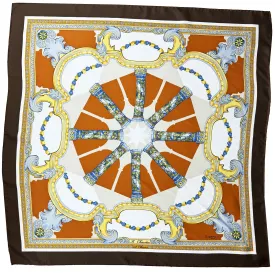 E. Marinella Scarf Brown Il Chiostro Design - Twill Silk Square Foulard SALE