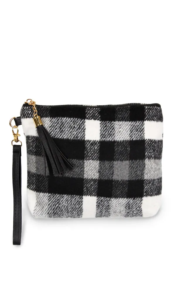 EABG9373 White Plaid Crossbody Clutch Bag