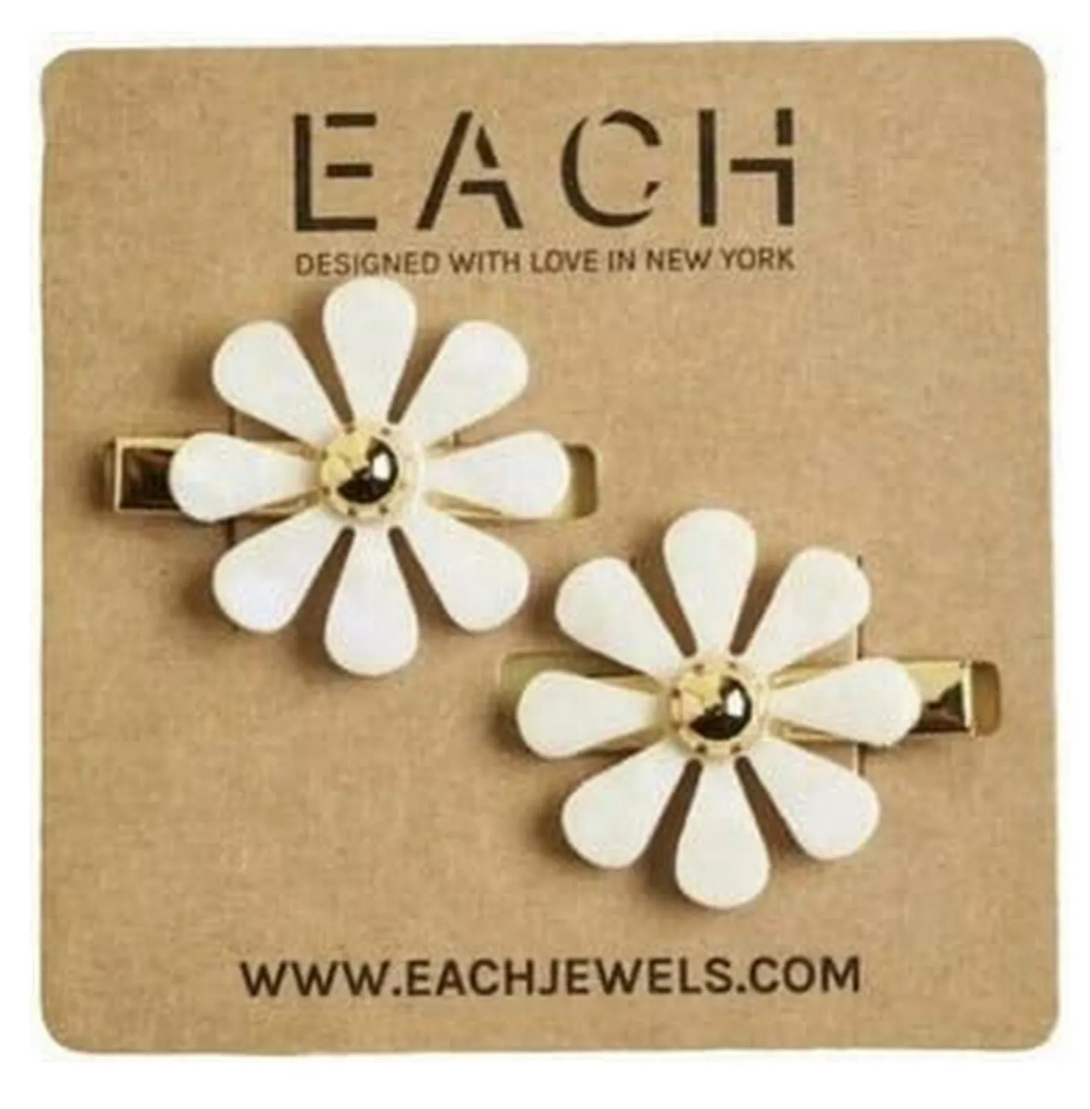 Each Jewels Flower Hair Clips 2 Pack, Shiny Pearl petals Daisy Hair Clips