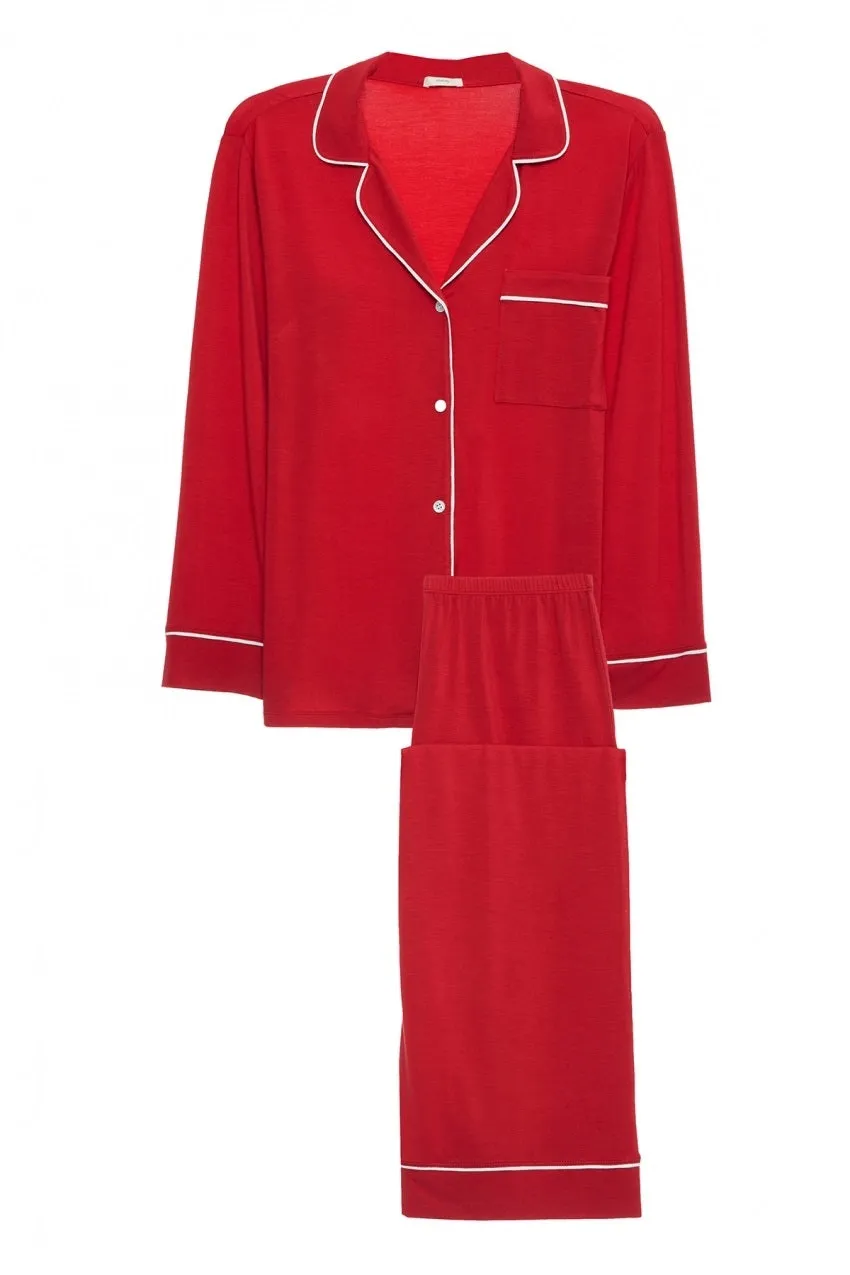 Eberjey - Gisele Long PJ Set in Haute Red/Ivory