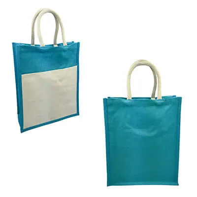 Eco Friendly Jute Tote Bag with Canvas Pocket