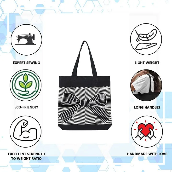 Eco-Friendly Tote Bag for Women with Zip for College & Office - Ribbon