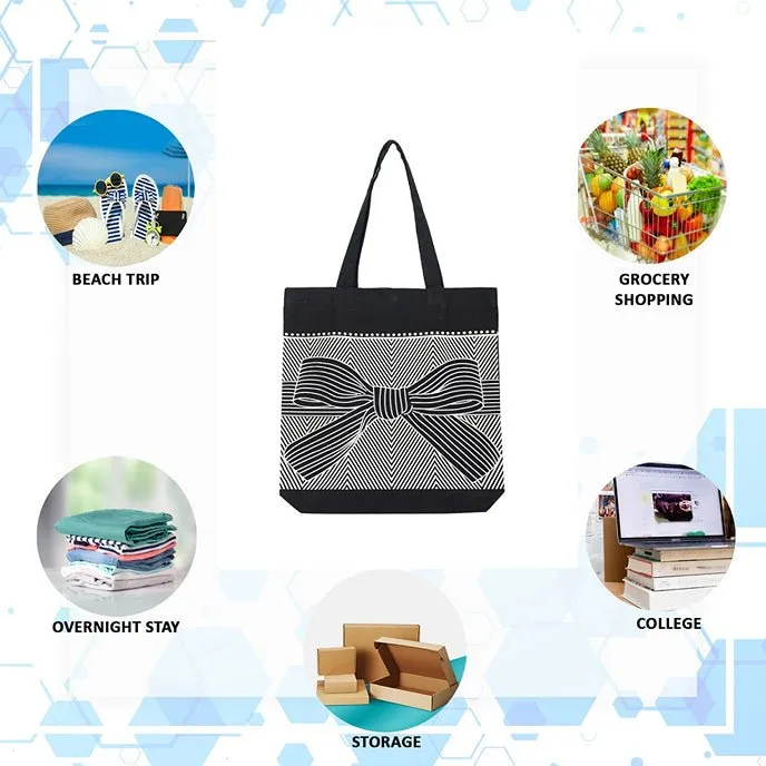 Eco-Friendly Tote Bag for Women with Zip for College & Office - Ribbon