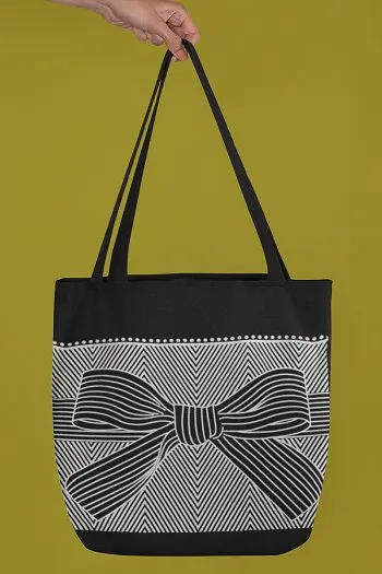 Eco-Friendly Tote Bag for Women with Zip for College & Office - Ribbon