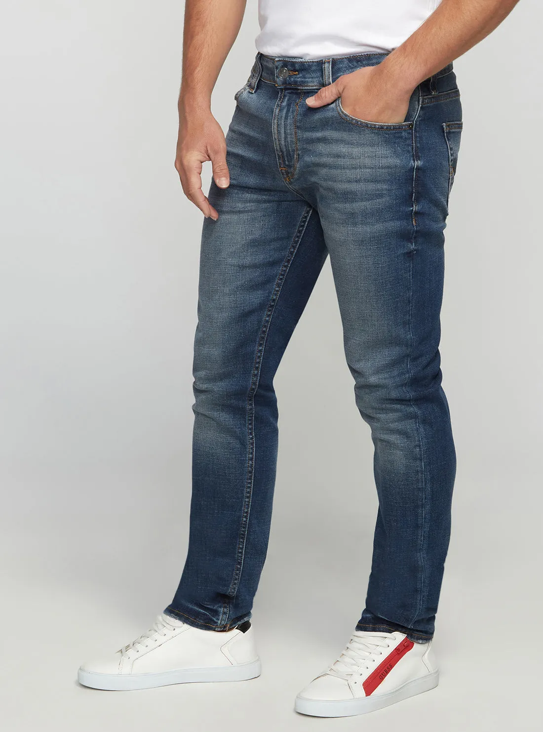 Eco Low-Rise Slim Tapered Denim Jeans In Stratus Blue Wash