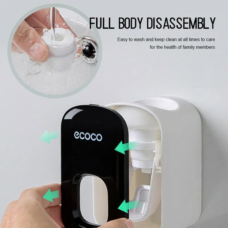 Ecoco Wall mount auto ands Free Toothpaste Dispenser Automatic Toothpaste Squeezer Bathroom Toothpaste Holder