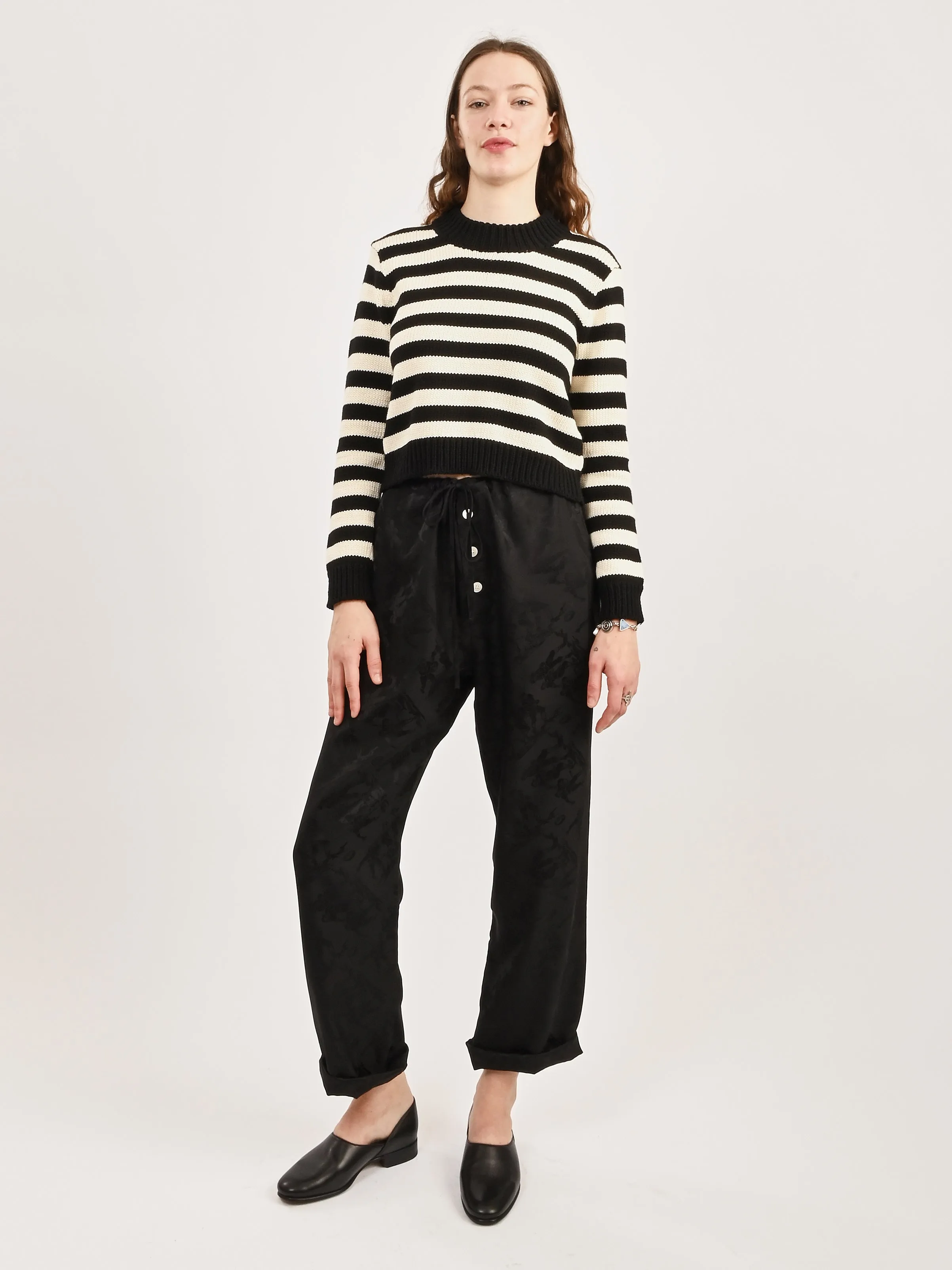 Ecru Stripe Shrunken Cotton Jumper