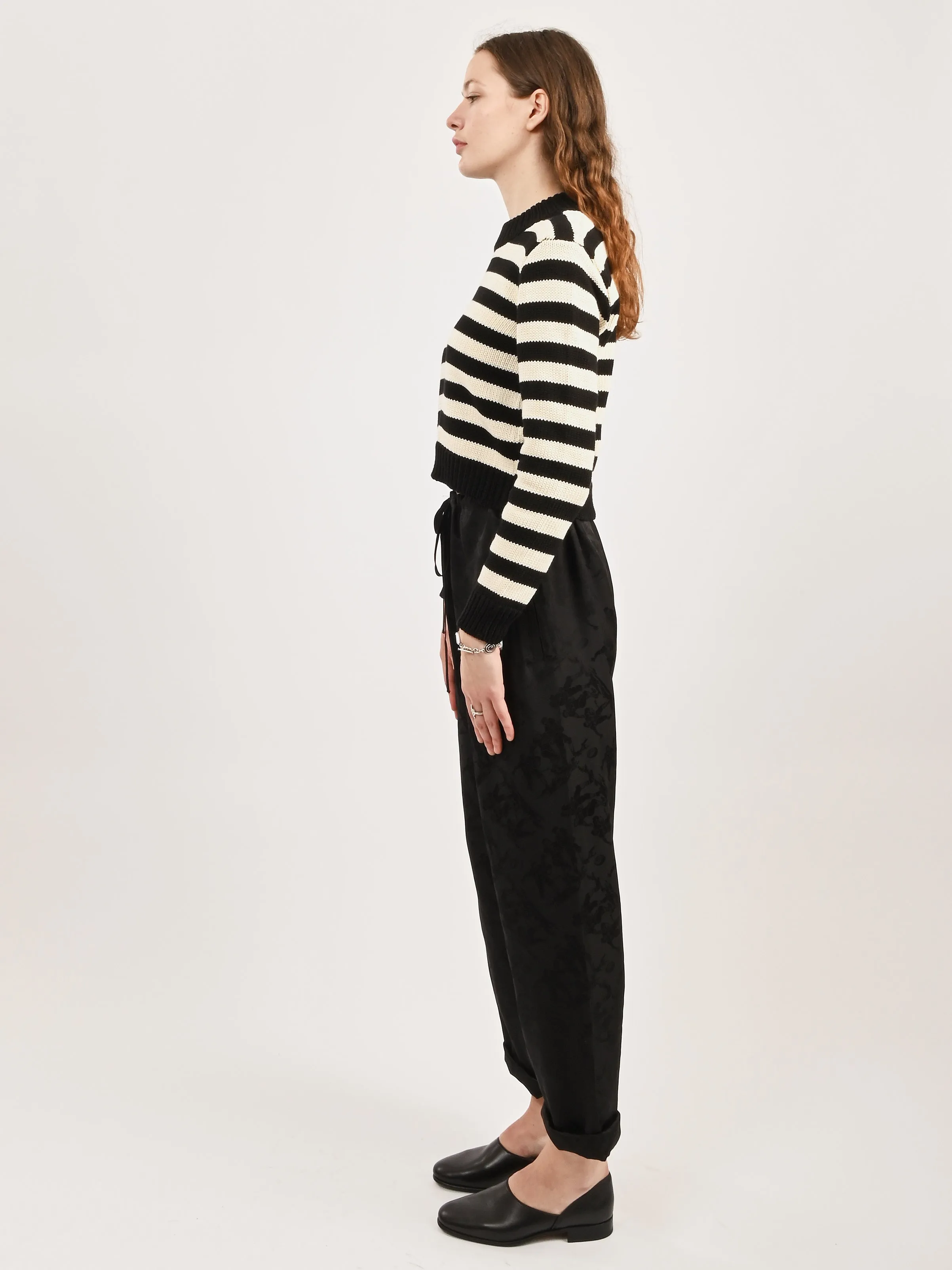 Ecru Stripe Shrunken Cotton Jumper