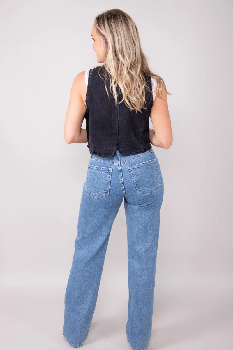 Edgy Refinement Denim Vest - FINAL SALE