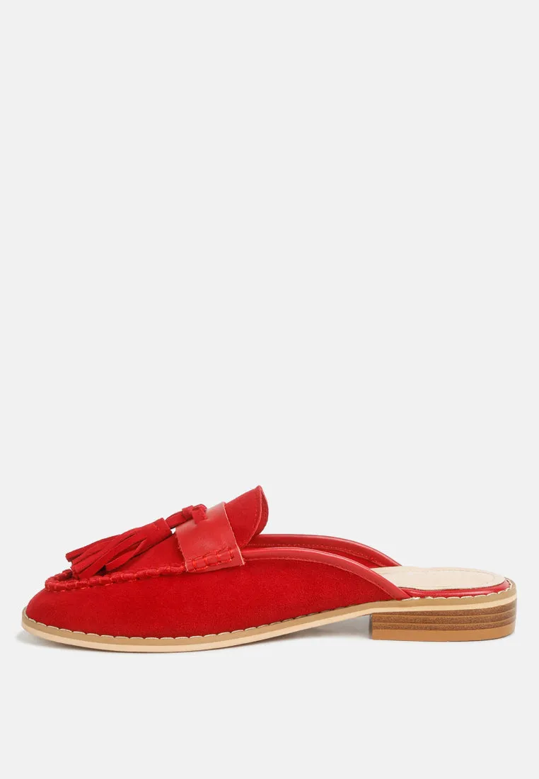 Edmanda Tassle Detail Leather Mules