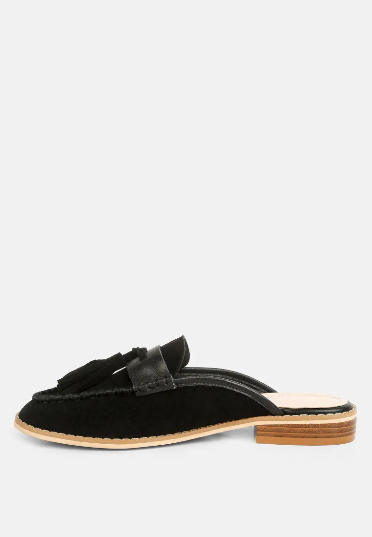 Edmanda Tassle Detail Leather Mules