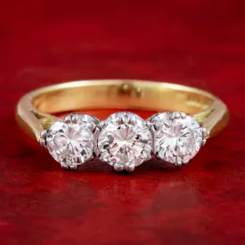 Edwardian Style Diamond Trilogy Ring 1.1ct Total