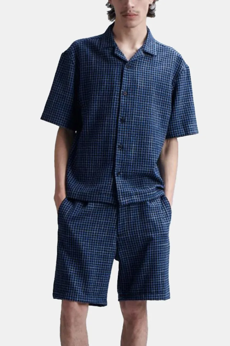 Edwin Saga Short Sleeve Shirt (Blue Dobby Check)