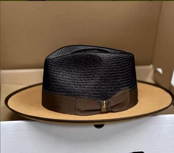 Effortless Class Two Stone Straw Felt Fedora Hat-Black