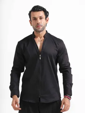 Effortless Zip Up Shirt In Black