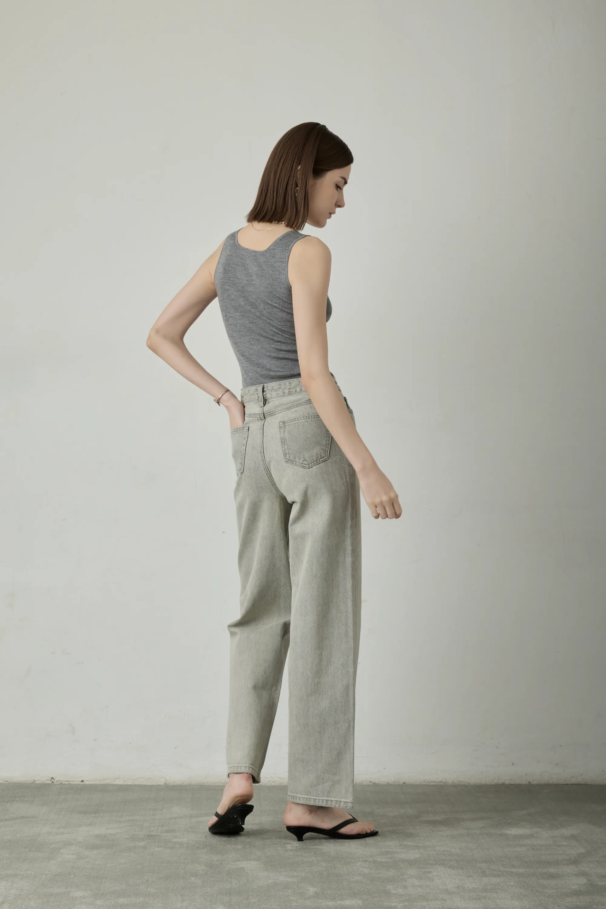 EG high-waisted wide-leg jeans (Grey)