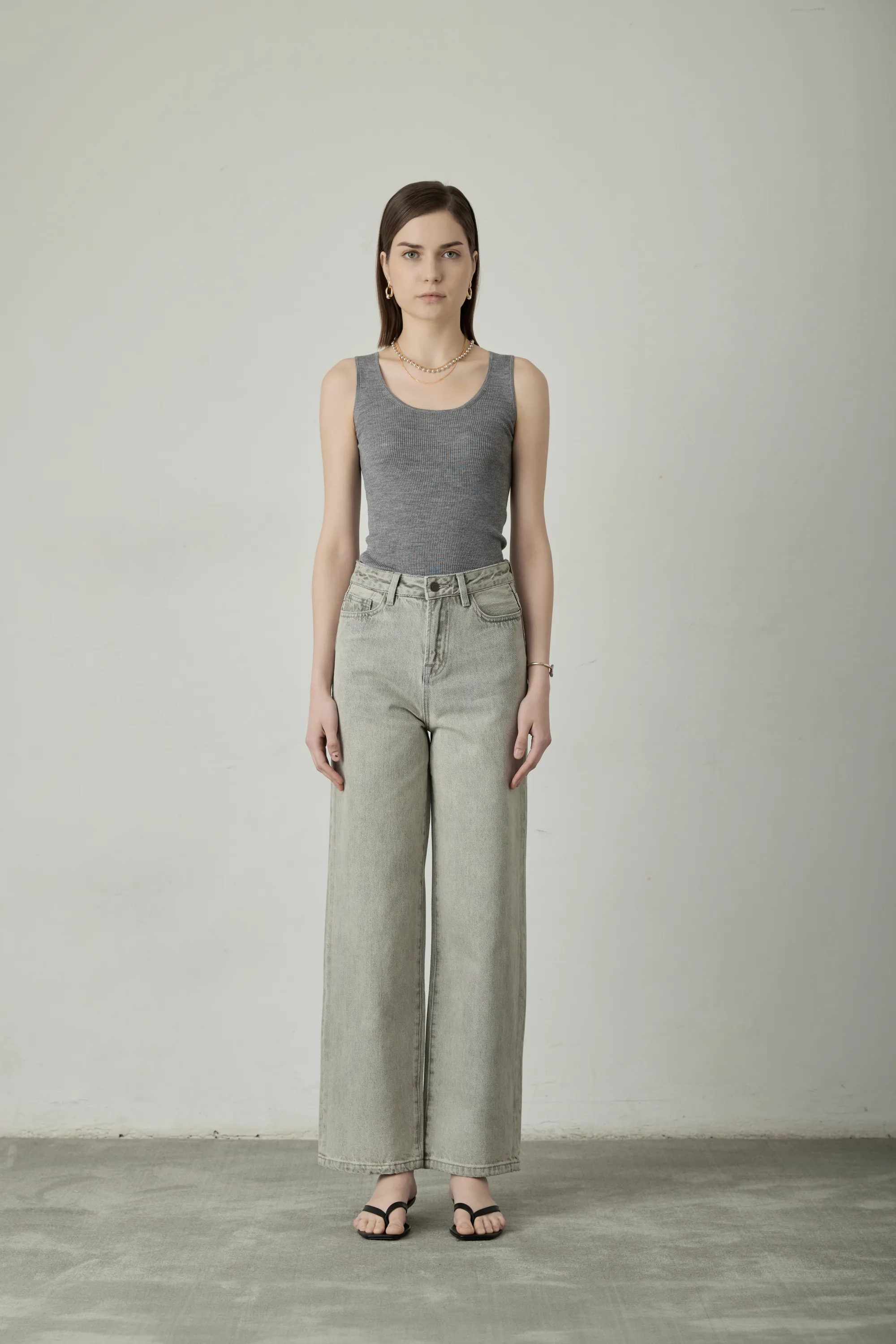 EG high-waisted wide-leg jeans (Grey)