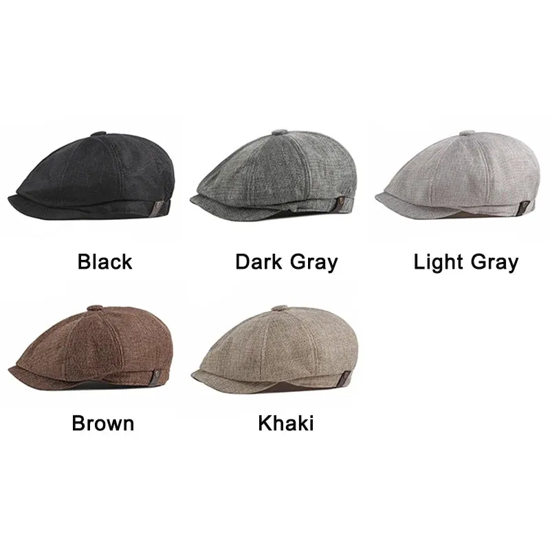 Eight Piece Solid Color Classic Newsboy Cap