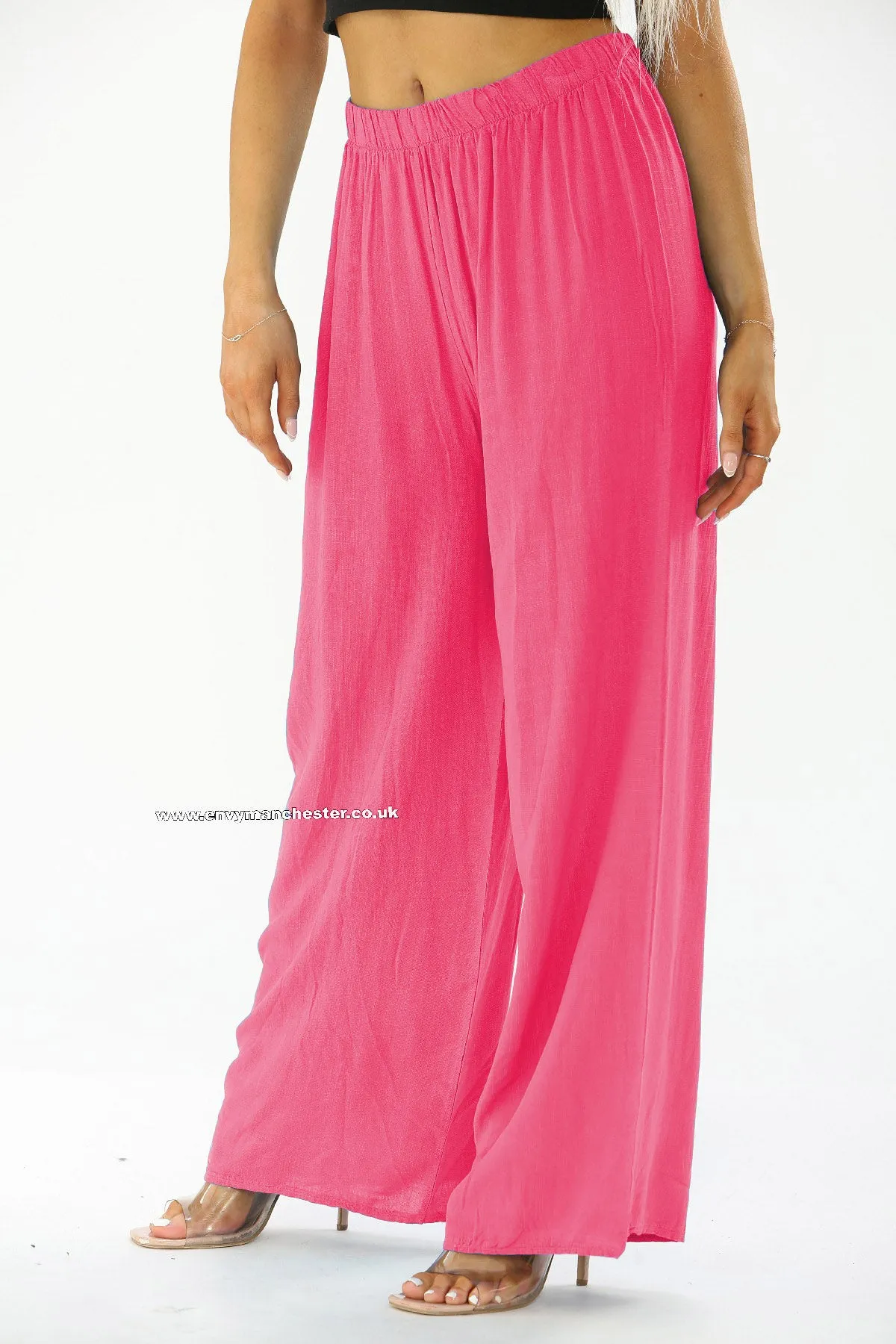 Elastic Waist Wide Leg Trousers