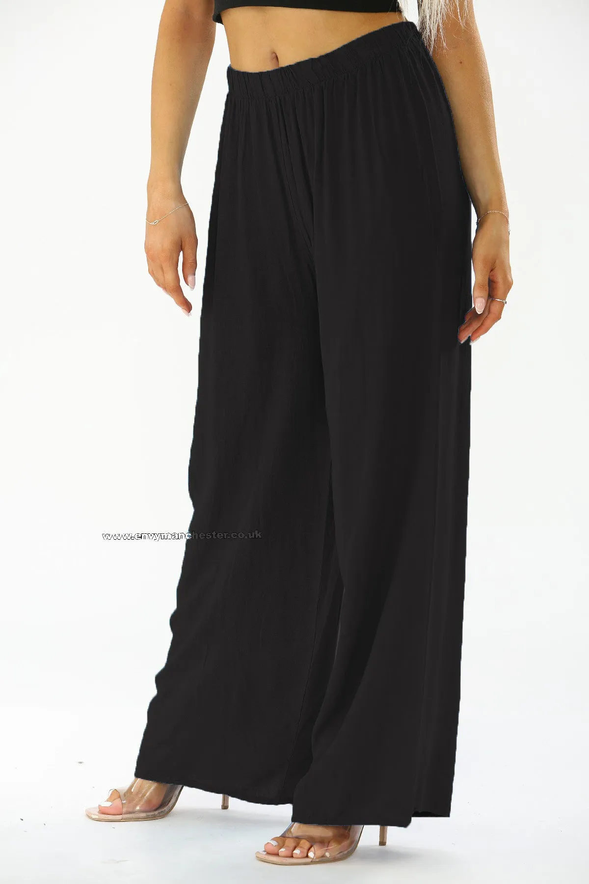 Elastic Waist Wide Leg Trousers