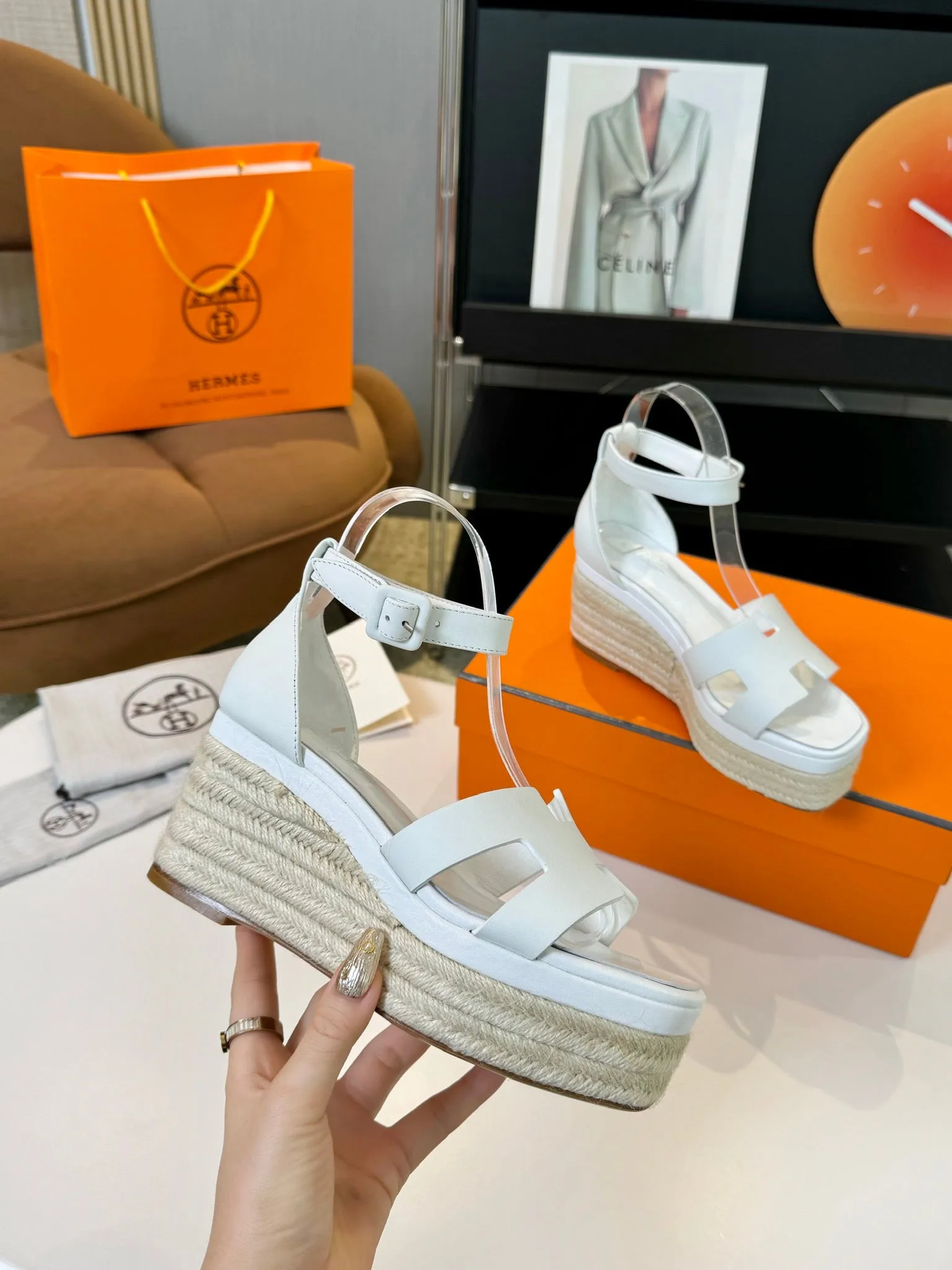 Elda espadrille 80 White Calfskin