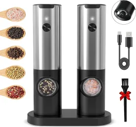 Electric Salt and Pepper Grinder Rechargeable & Automatic for Spices, Salt and Pepper, Herbs, Crystals