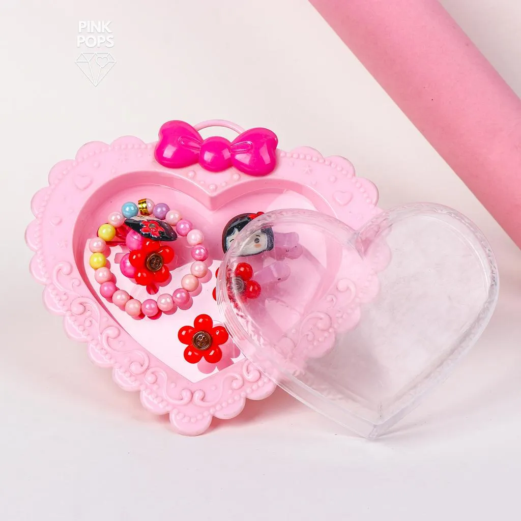 Elegant Pink Heart Kids Hair Accessories