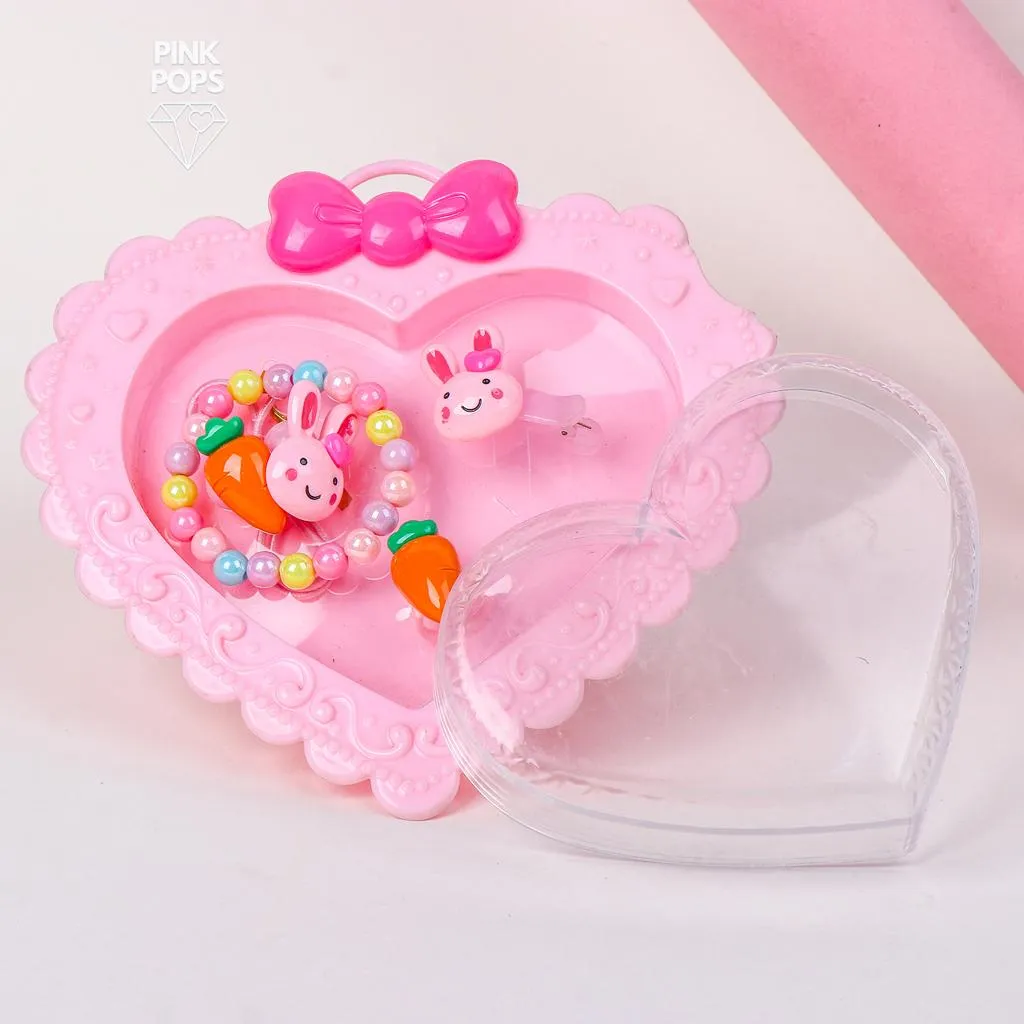 Elegant Pink Heart Kids Hair Accessories