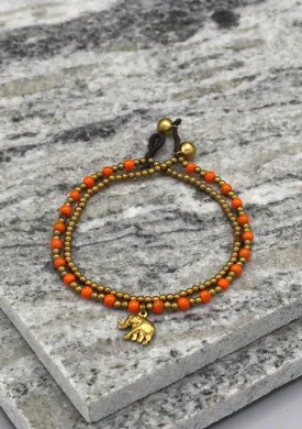 Elephant Charm Glass Beads Women's Anklet