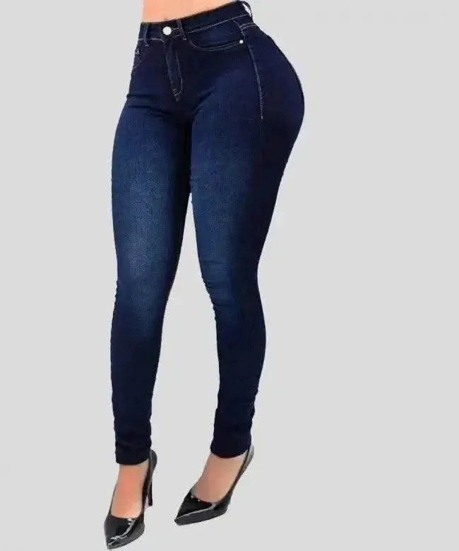 Elevate Chic High Waist Pure Colour Denim Skinny Jeans