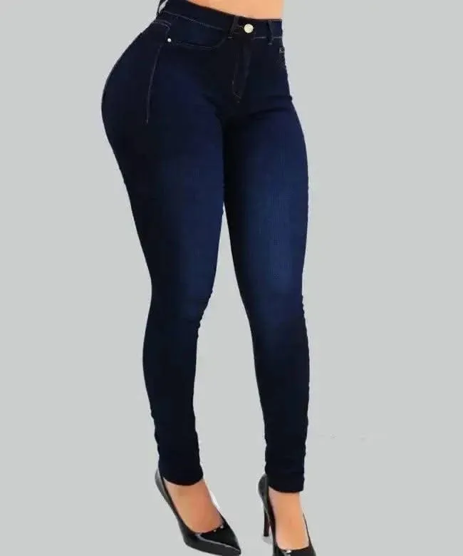 Elevate Chic High Waist Pure Colour Denim Skinny Jeans