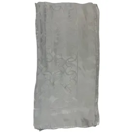 Elie Saab Scarf Gray Logo Allover - Twill Silk Designer Shawl