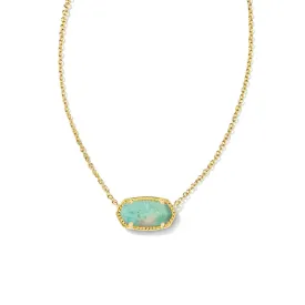 Elisa Short Pendant in Gold & Sea Green Chrysocolla