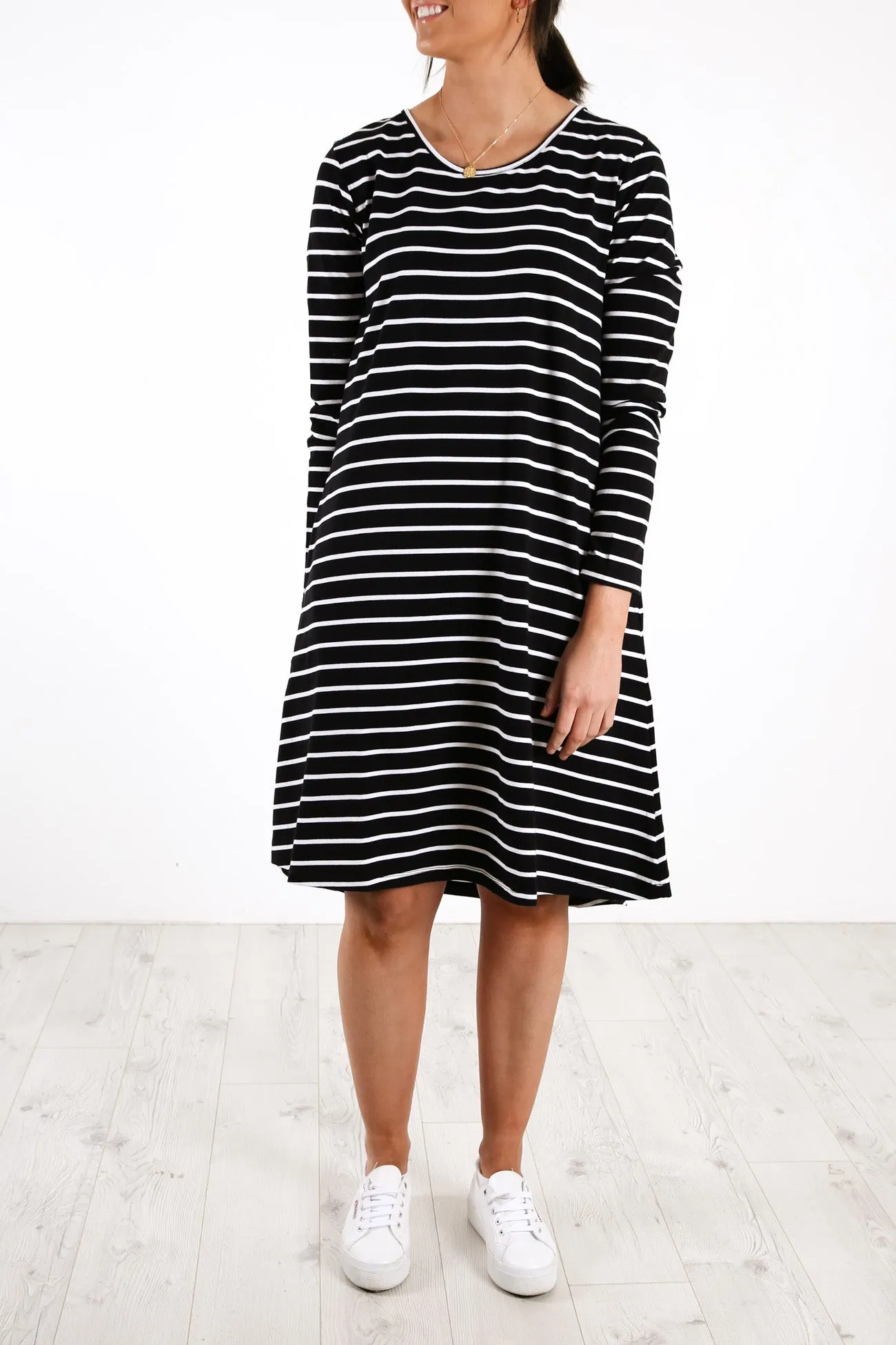 Ellie Dress Black White Stripe