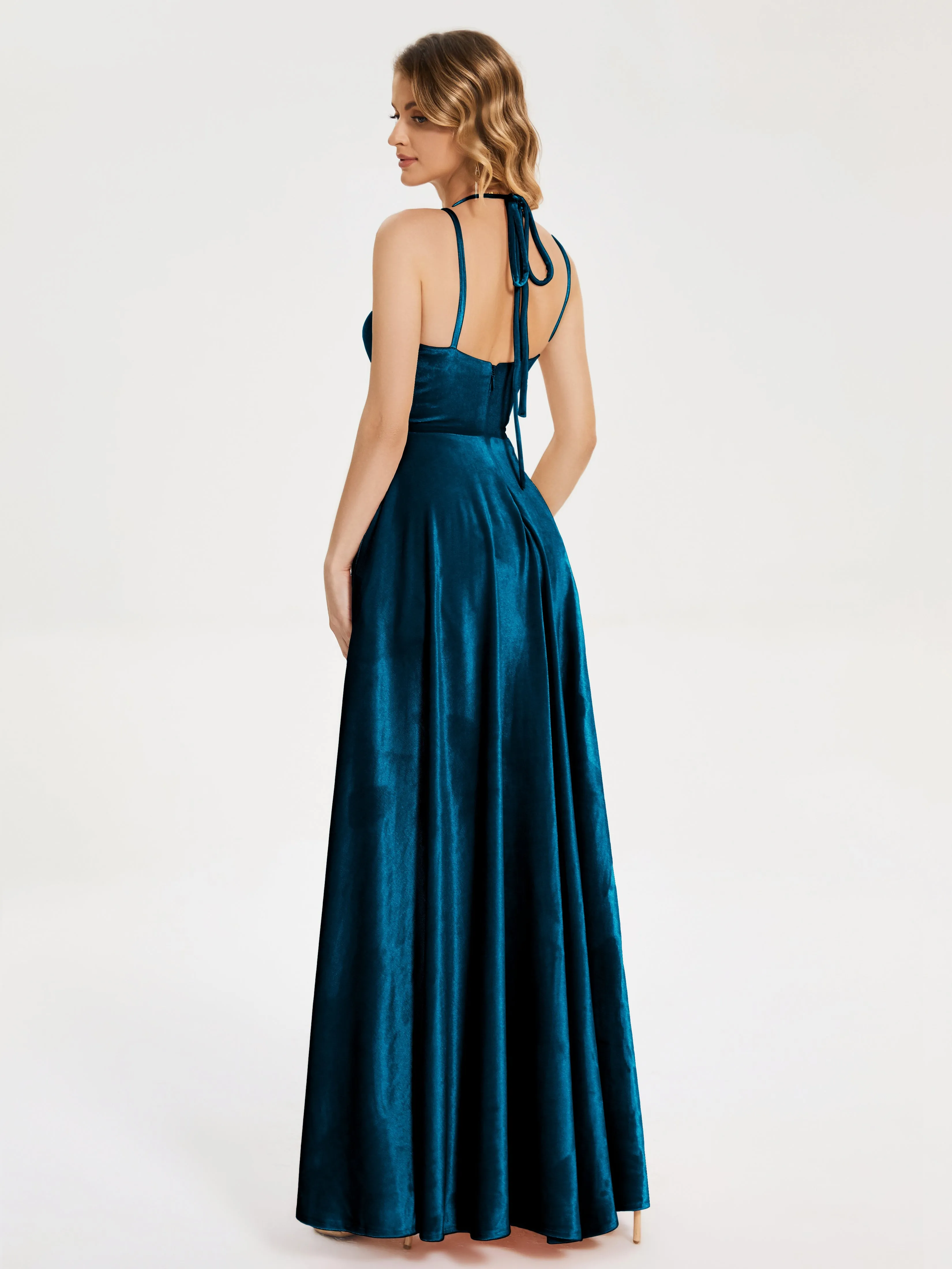 Elsie Modest Split Velvet Mother of the Bride Dresses