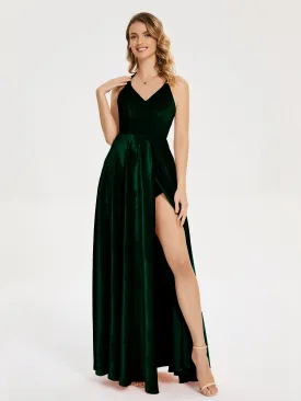 Elsie Modest Split Velvet Mother of the Bride Dresses