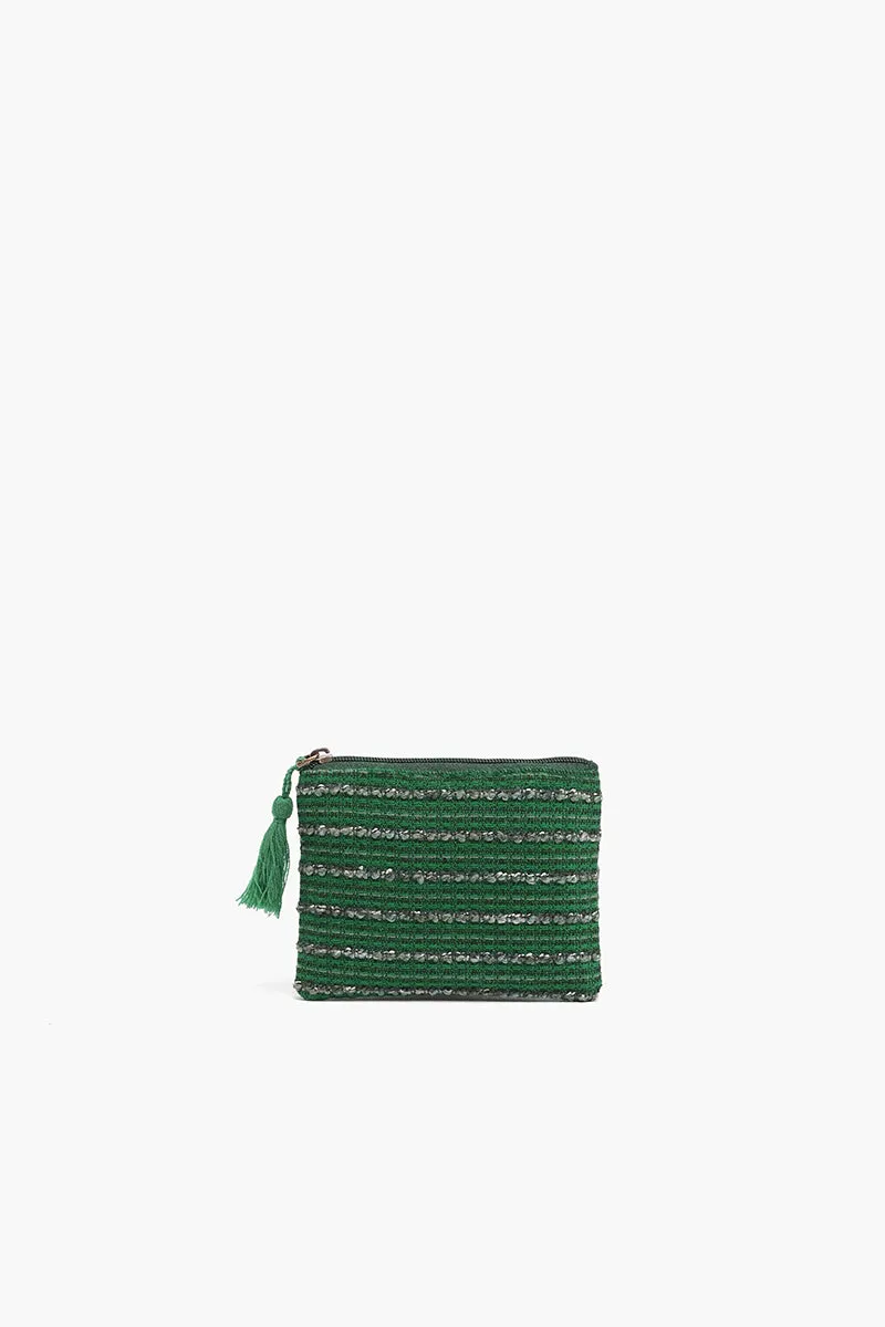 Embellished Tote with Pouch & Coin Emerald Bee