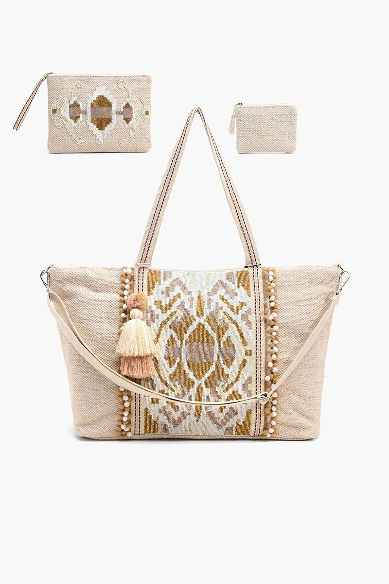 Embellished Tote With Two Pouches Wild Nights