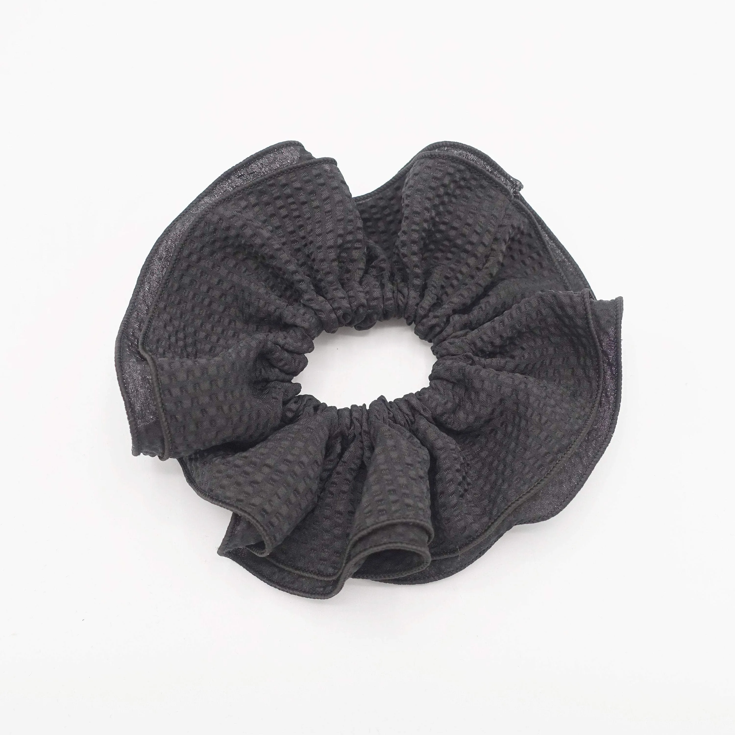 embossed pattern double edge scrunchies hair accessory for women