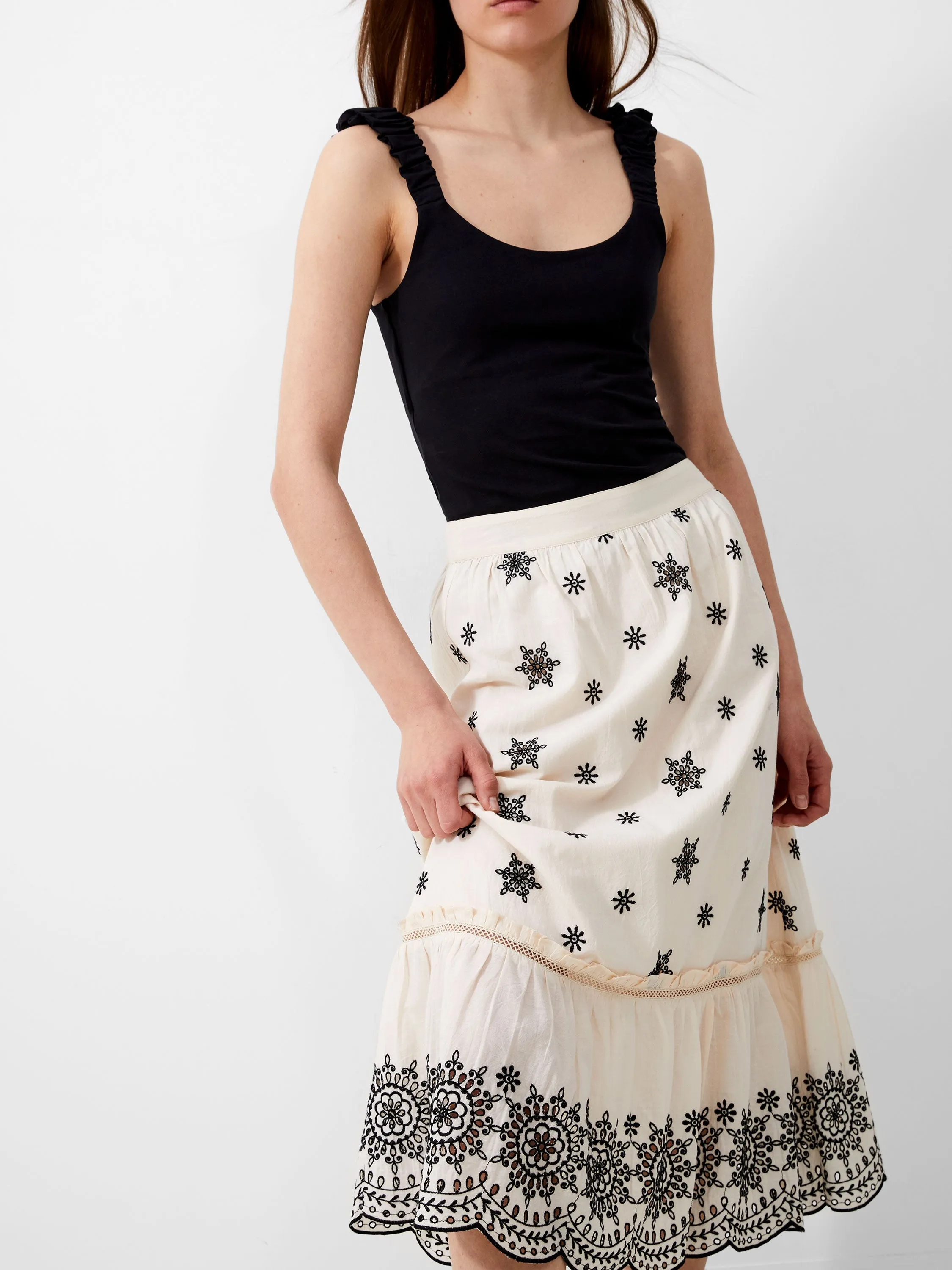 Embroidered Felicity Midi Skirt