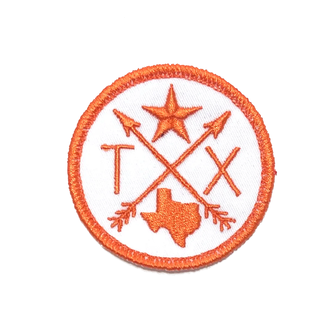 Embroidered Iron-On Custom State Patch - Orange & White