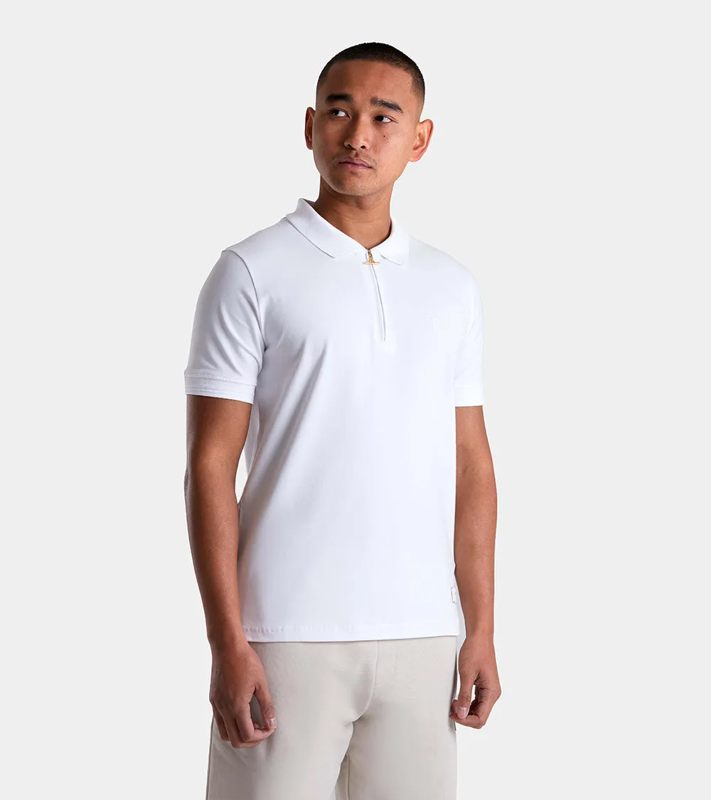 Embroidered Zip Polo | White AHTA234-08