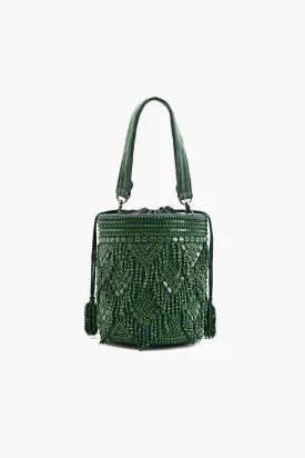 Emerald Eden Beaded Bucket Bag