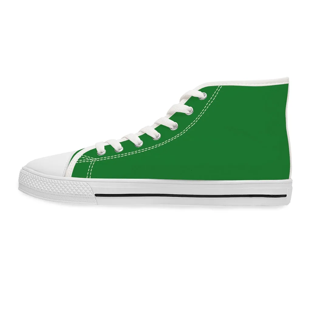 Emerald Green Ladies' High Tops, Solid Color Best Women's High Top Sneakers Canvas Shoes