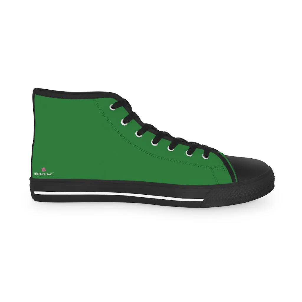 Emerald Green Men's High Tops, Green Men's Solid Color Best High Top Sneakers (US Size: 5-14)