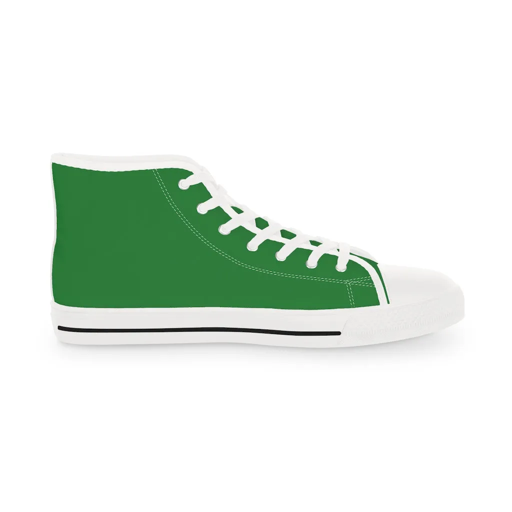 Emerald Green Men's High Tops, Green Men's Solid Color Best High Top Sneakers (US Size: 5-14)