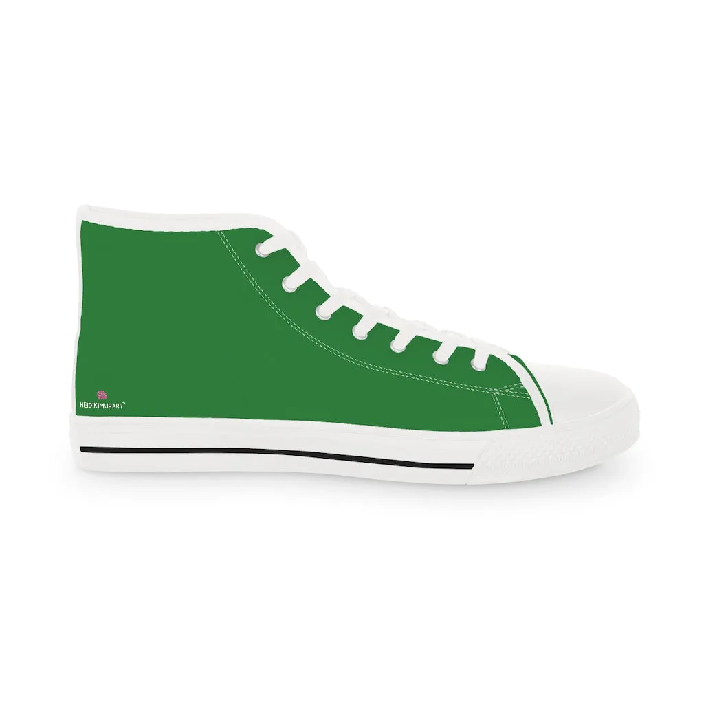 Emerald Green Men's High Tops, Green Men's Solid Color Best High Top Sneakers (US Size: 5-14)